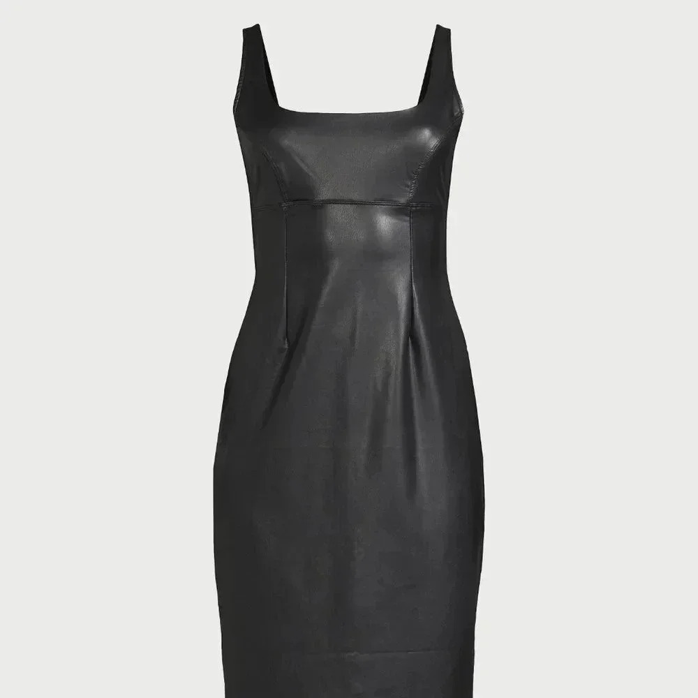 Faux Leather Dress, 45" Length, Sizes XS-2XL